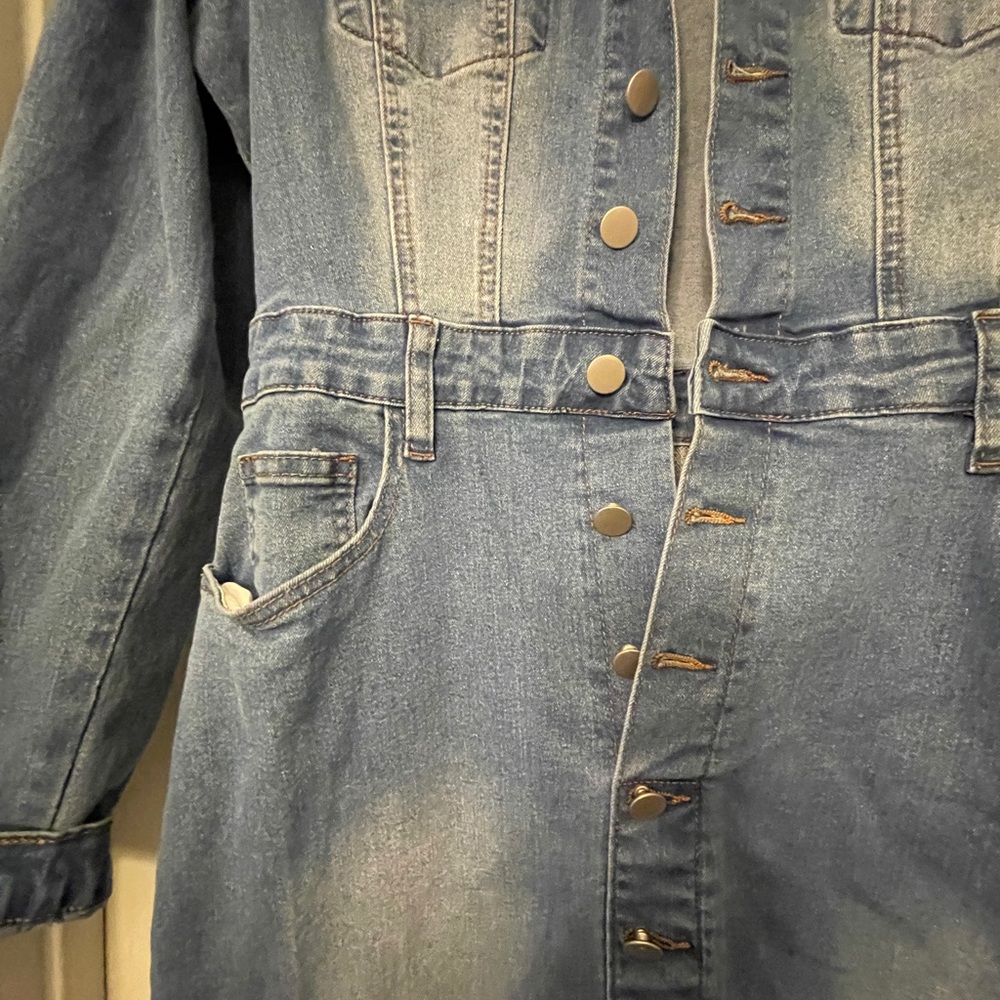 Denim Button-Up Long Jacket - Picture 4 of 9